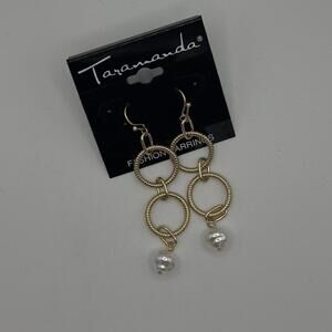 Taramanda Gold Cream Tassel Drop Earrings – Boho Statement Style